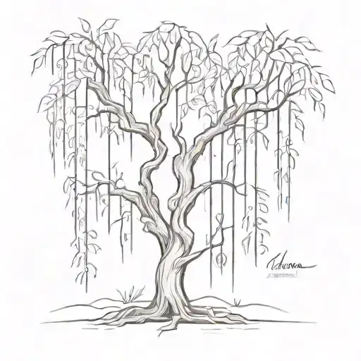 Willow Tree With Names Written In The Brances With Addtional Spaces For Added Names