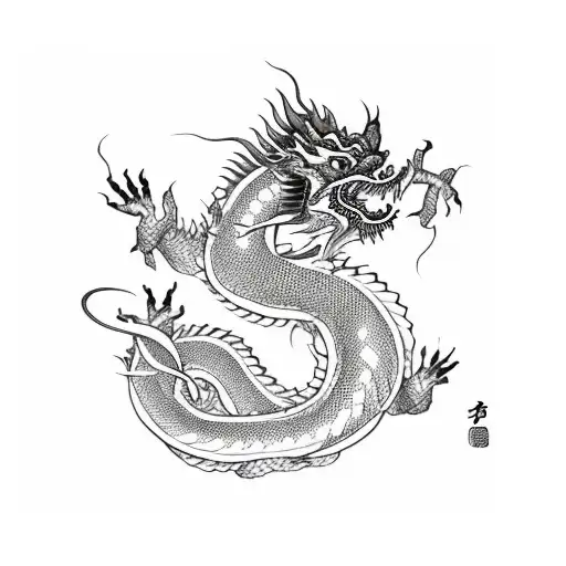 Rose With A Chinese Dragon Spiraling Around It
