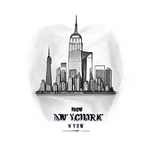 New York Giants Logo Integrated With A Sketch Of Iconic New York City Landmarks