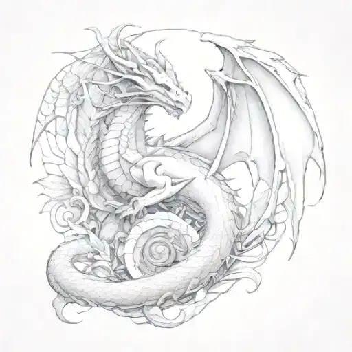 Female Reproductive System With Dragons Sitting On The Sides