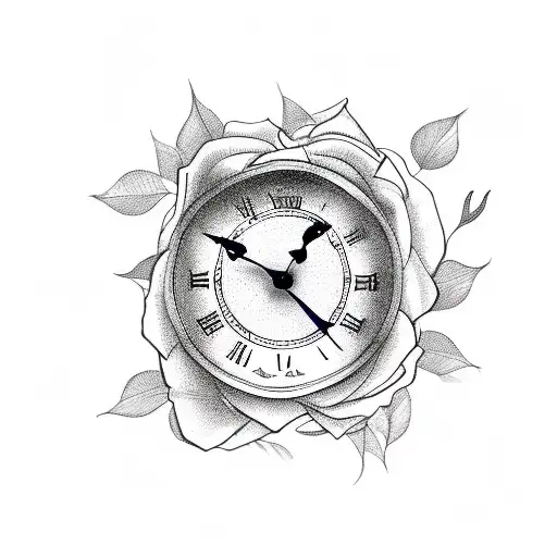 Clock With Roses And A Coffin