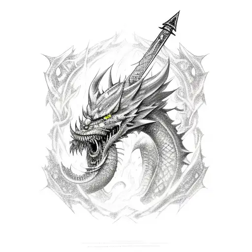 Final Fantasy 7 Buster Sword Wrapped Around With Dragons