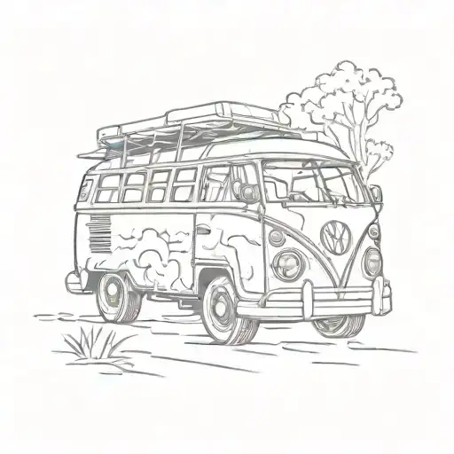 Cartoon Volkswagen Bus Front View