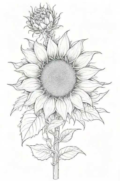 Sunflower Tattoo Custom Stem Wrapped