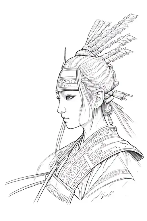 Samurai Warrior Woman Face