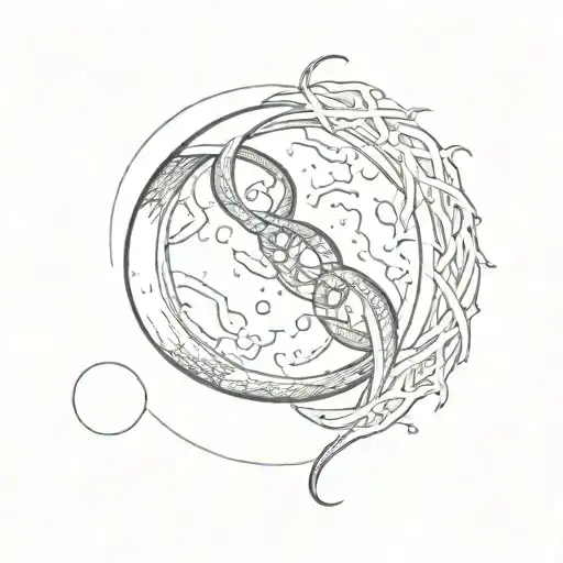 A Moon With An Infinity Sign Intertwined