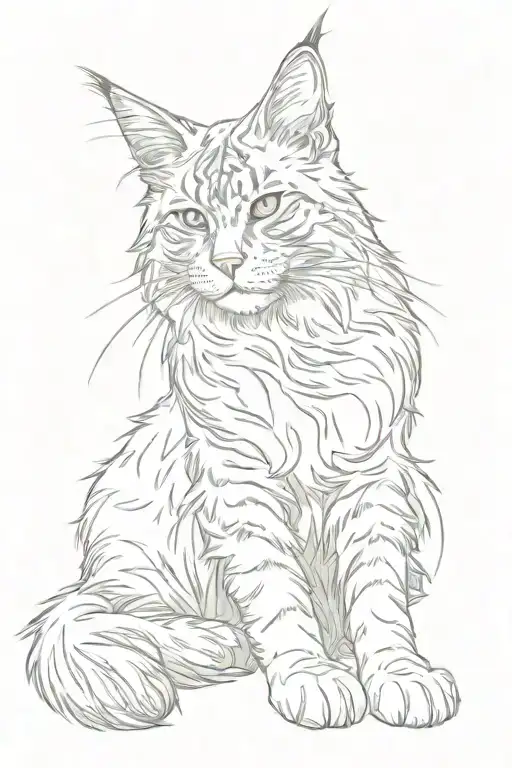Maine Coon Cat Memory Tattoo Design