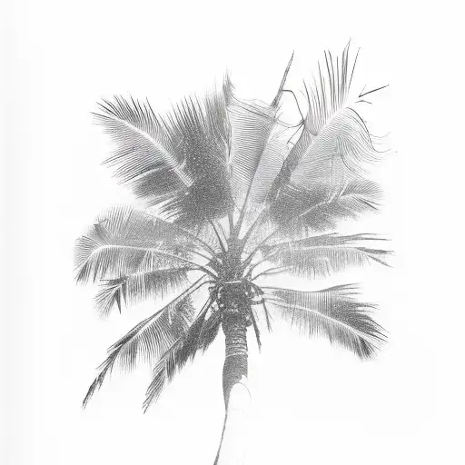 Palm Tree With Little Airplane And Lines Around