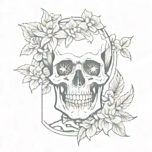 Negative Space Skeleton With Flowers
