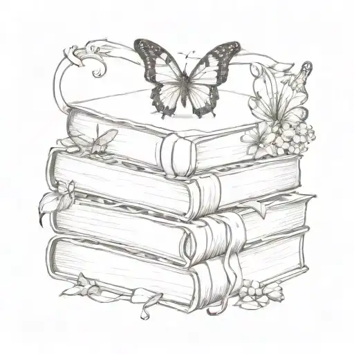 Stacked 2 Books With Butterfly