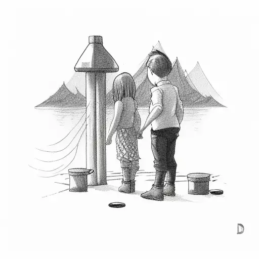 Dad And Daughter With Ponytail Sitting On Dock