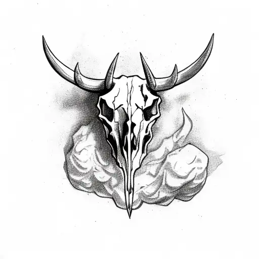 Bull Skull With Burn Burn Burn