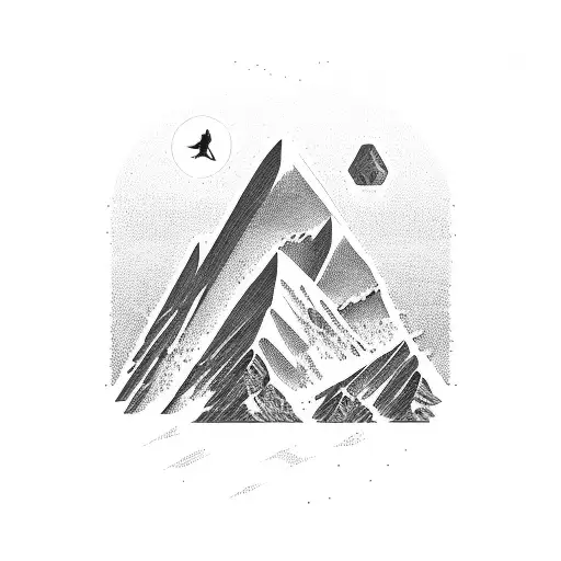 A Mountain Range Silhouette With A Barbell Incorporated Into The Design