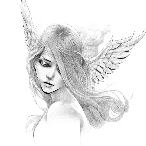 Female Angel With Curled Hair