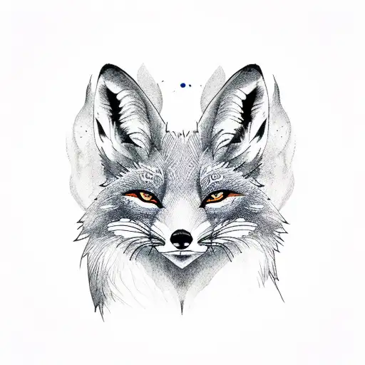 Two Cute Foxes With Simple Line And Watercolors