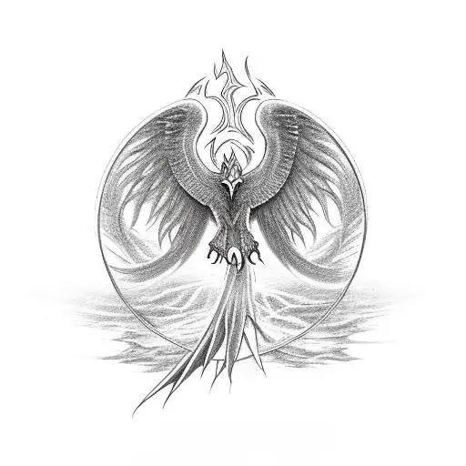 A Phoenix Rising From The Ashes With The Symbol Of The One Ring From Lord Of The Rings