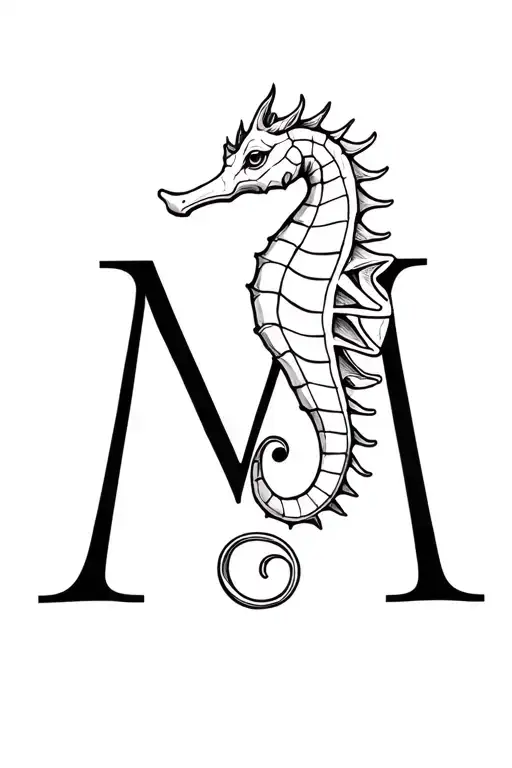 Sea Horse With The Letter M Letter
