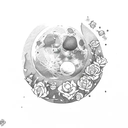 Moon With Roses And A Little Camp Ground