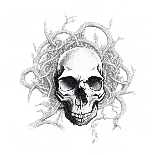 Skull Squeezed By Vines