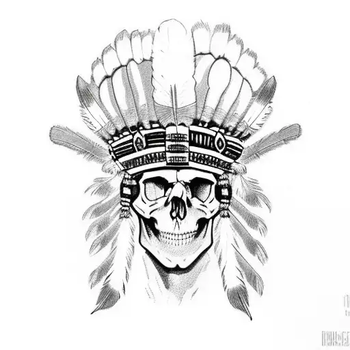 Skull Wearing Chief Headdress