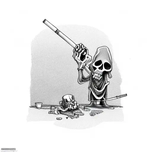 A Weightlifting Grim Reaper Smoking A Joint