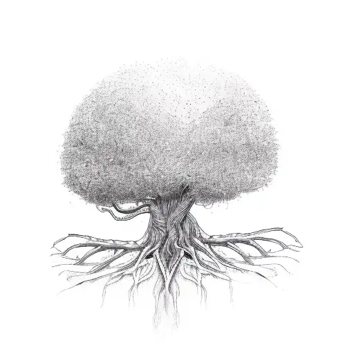 A Sketch Of A Tree With Roots Spreading Across The Client's Arm
