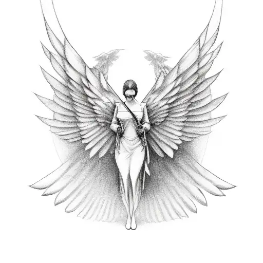 Angel With 4 Wings With No Face Holding A Sword