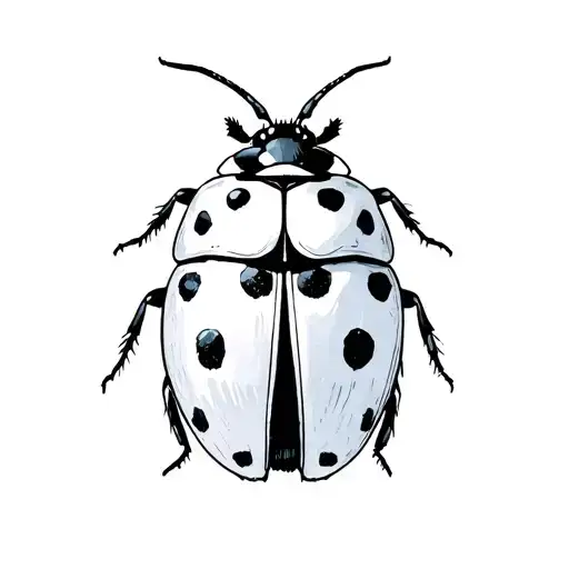 Realistic Ladybug Marked With Exactly 7 Spots Viewed From Above