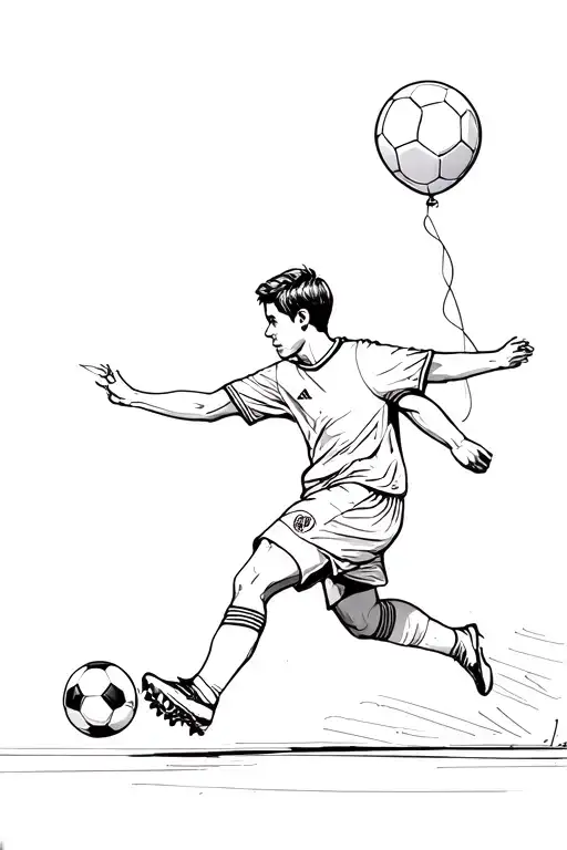 Balloon Football Soccer Player Kicking