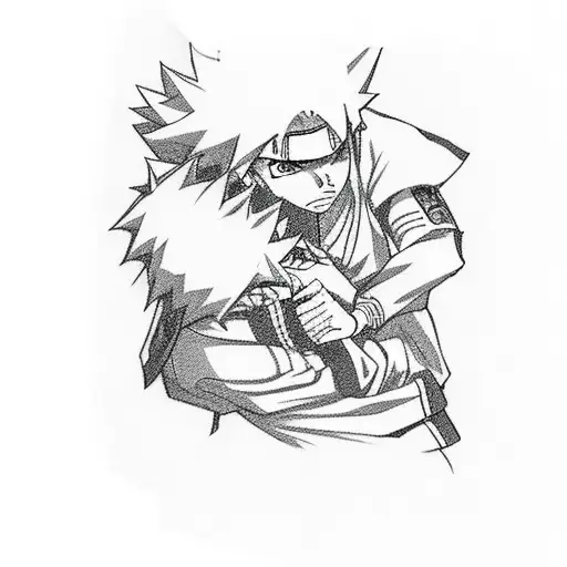 Sketch-style Tattoo Of A Scene From Naruto