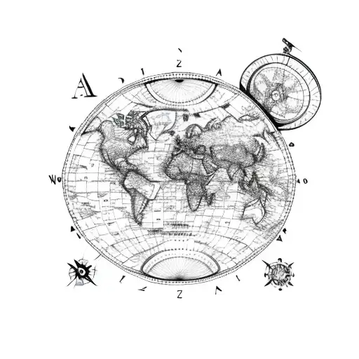World Map With Compass And Aeroplane