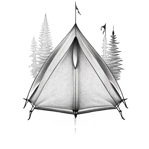 Design A Tent Tattoo In Black And White