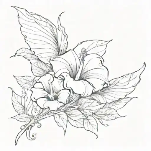 Morning Glory Flower With Angel Wings Spread