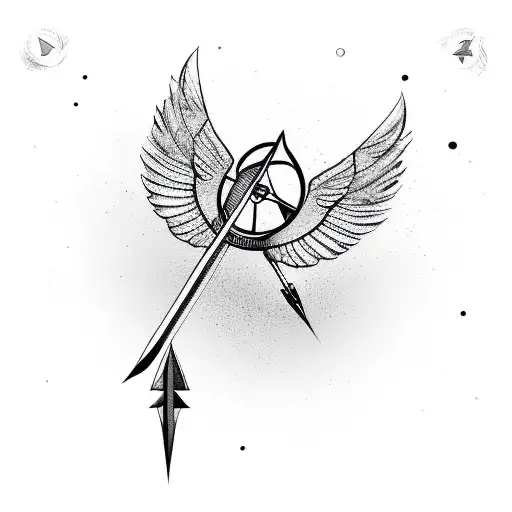 Arrow Crossing Simple Compass With Wings