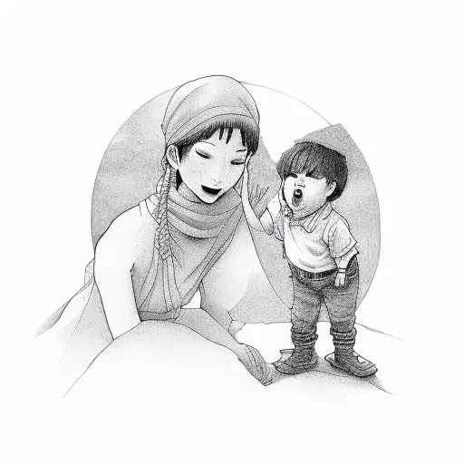 An Olw Watching Over A Child With His Mother