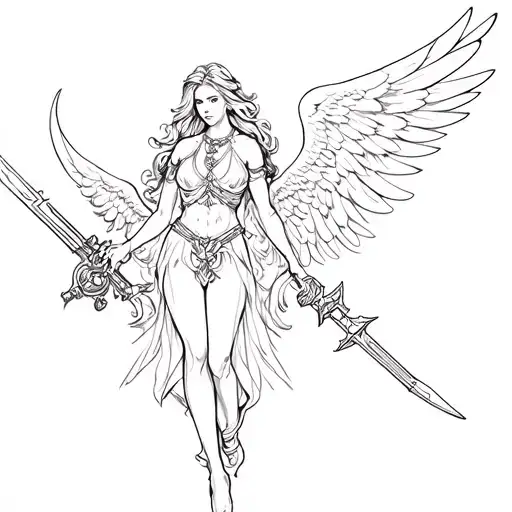An Angel With Wings And A Weapon