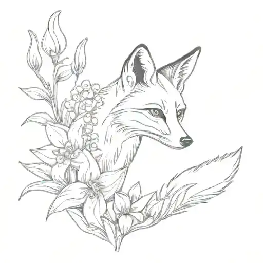 Simple Fox Looking At A Lilly Of The Valley