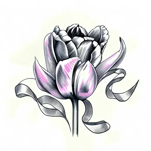 Cancer Ribbons With A Tulip