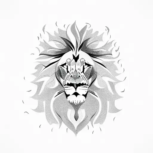 Lion Surrounded By Fire