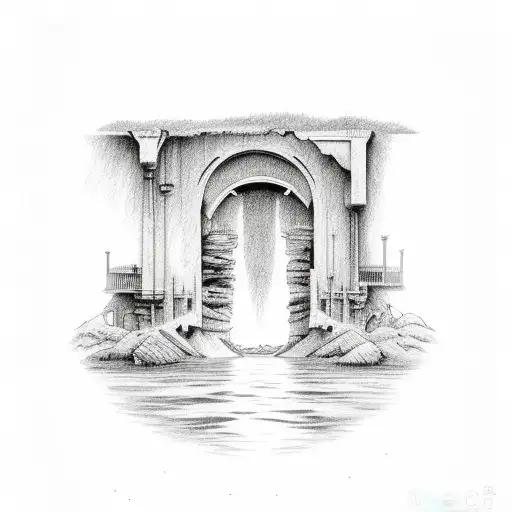 Doorway Open Onto River Leading Out To Sea With Sunset