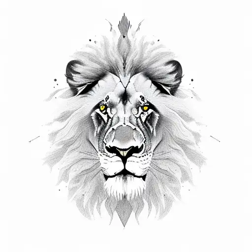 Lion Profile With A Cross