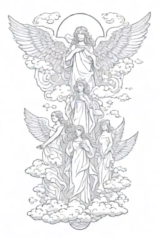 Heaven With Clouds And Full Grown Angels On It