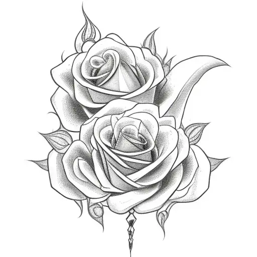 Neck Tatto With The Letter Mac With Roses And A Dragon Snake Wraped Around The Roses