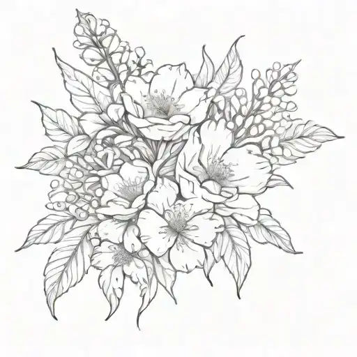 Birth Flowers Boquet Held Together