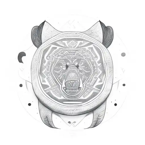 A Football With Tribal Patterns And A Bear Claw Mark