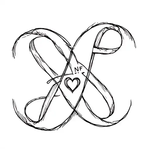 Infinity Symbol With The Initials B N F And A Heart Embedded