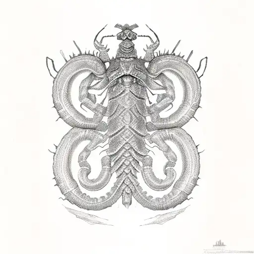 Sketch Of A Demonic Centipede With Nordic Runes As Its Markings