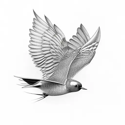 Flying Swallow Bird Very Detailed