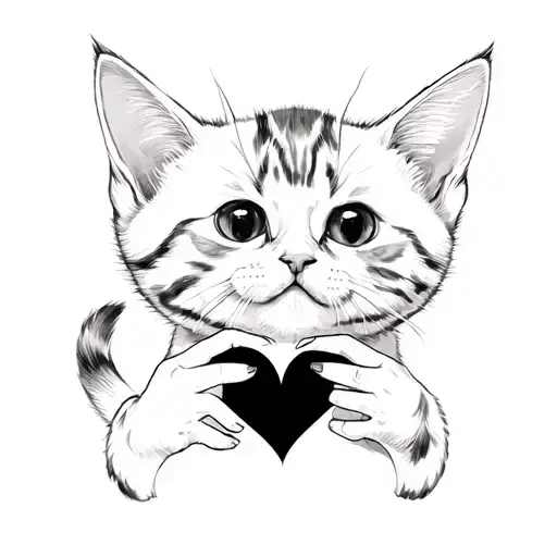 Kitten Touches A Black Heart From Cats