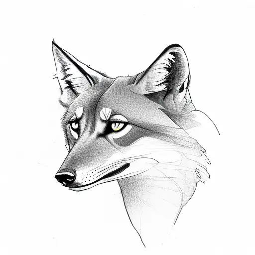 Sketched Silhouette Of A Maned Wolf Blending Into A Lush Wilderness